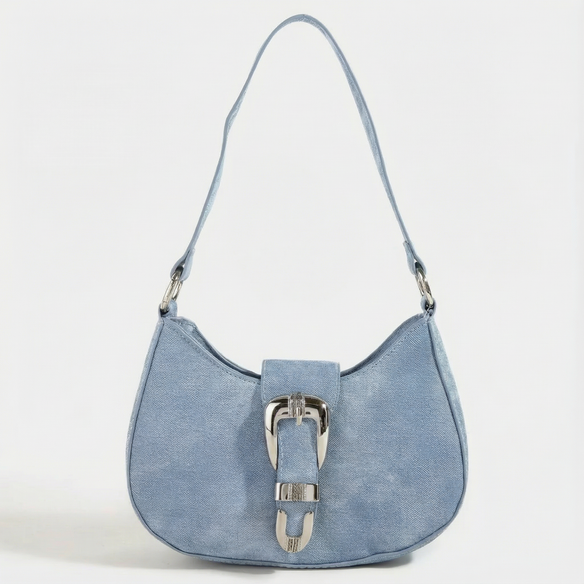 Fame Buckle Detail Hobo Shoulder Bag
