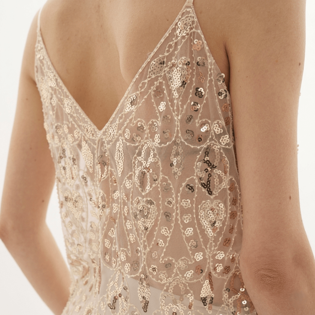 Sequin Bead Embellished Cami Top - CREAM eprolo