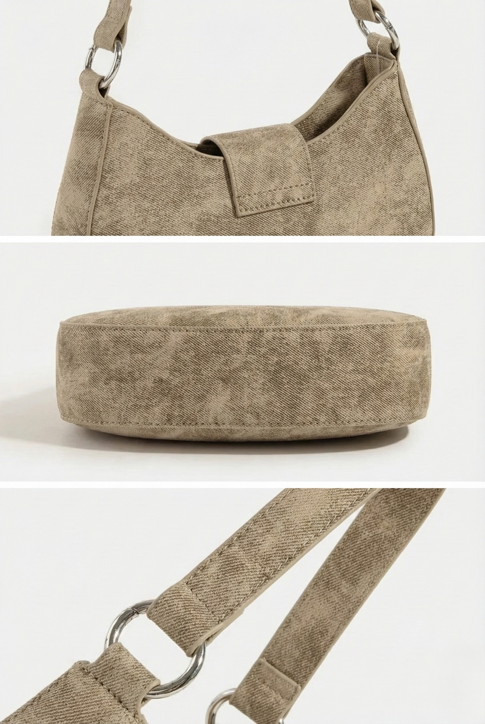 Fame Buckle Detail Hobo Shoulder Bag