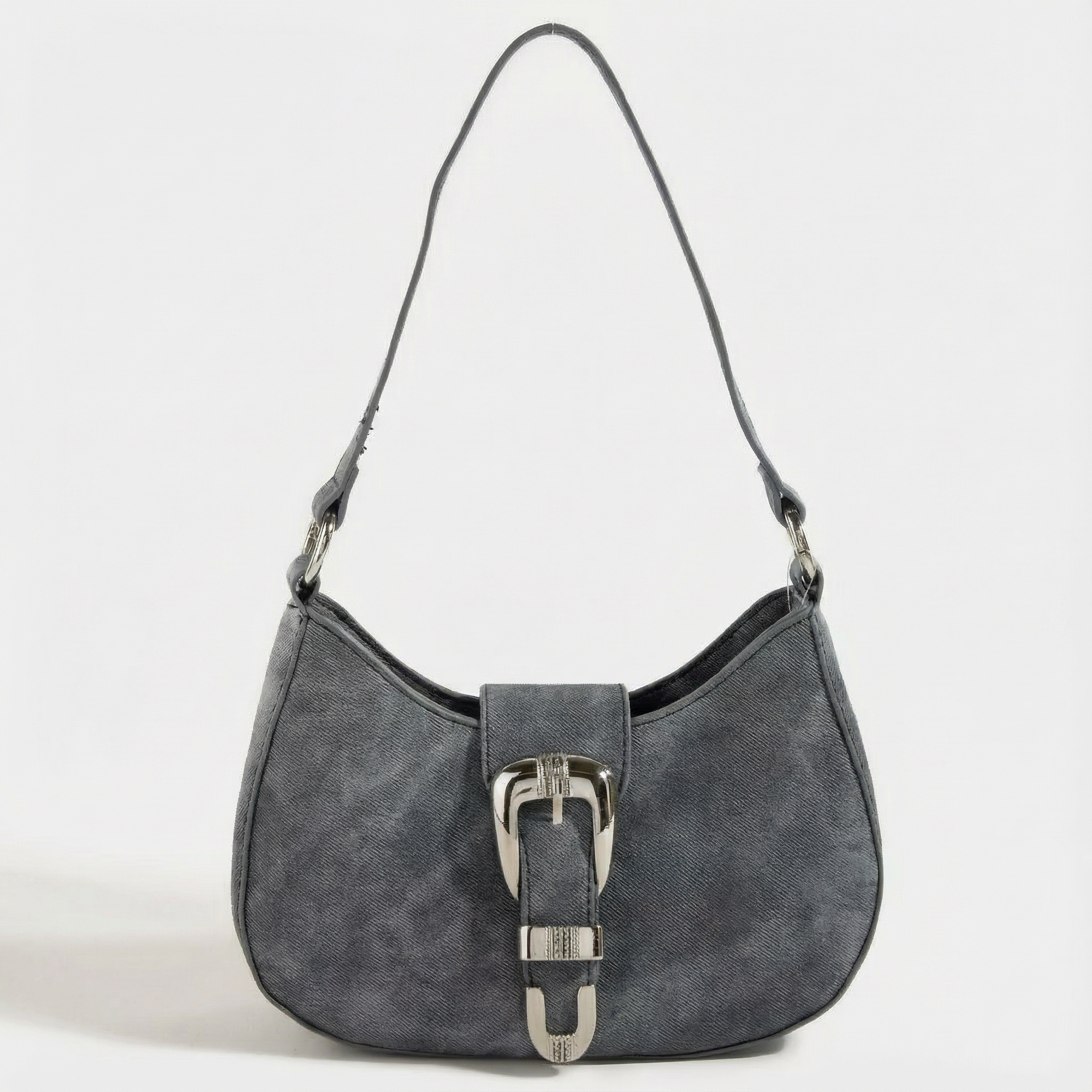 Fame Buckle Detail Hobo Shoulder Bag