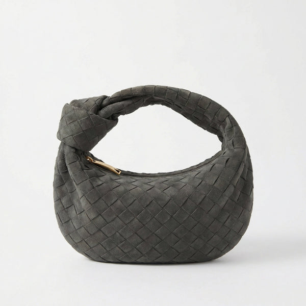 Gray Suede Bag braided suede knot eprolo