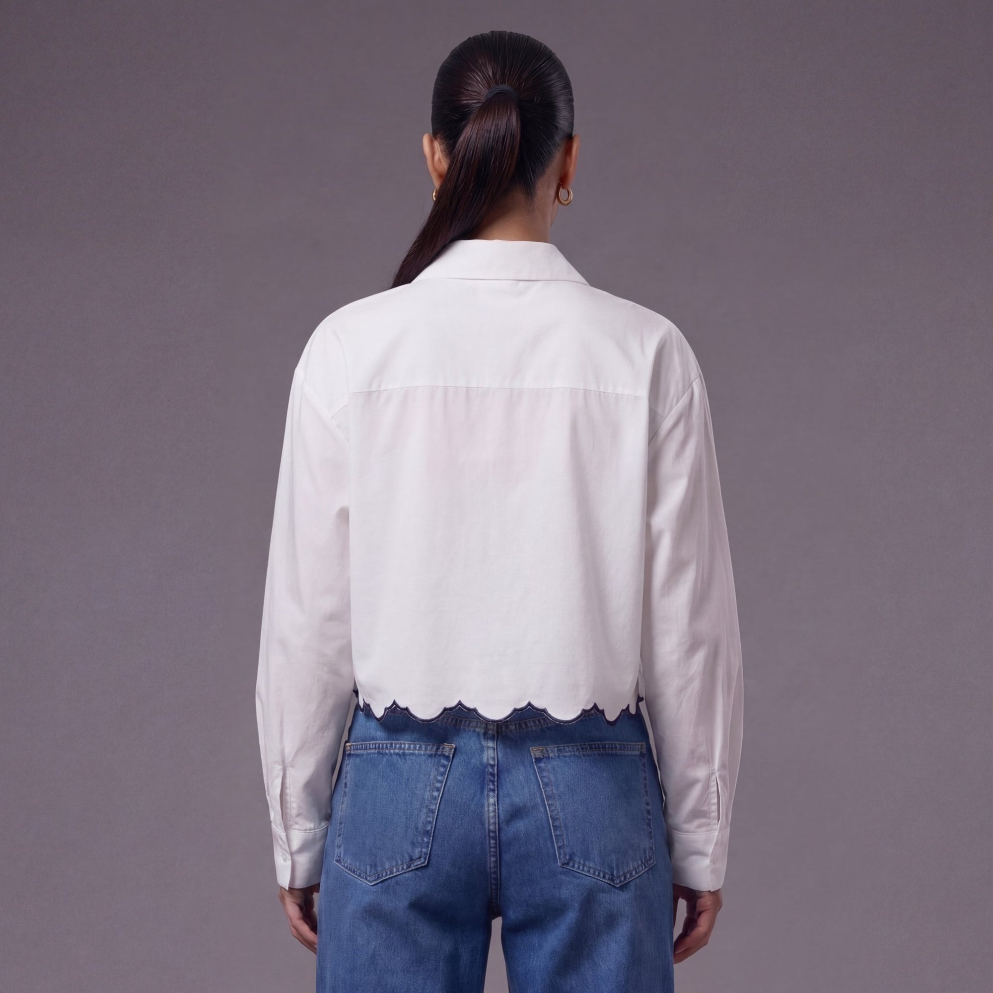 Embroidered collar long sleeved shirt top for women eprolo